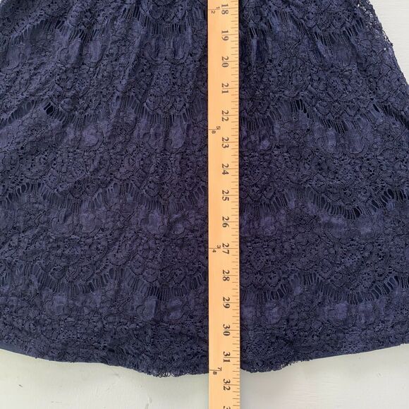 Blue Rain Womens Mini Dress Small Pearls Blue Beaded Lace Fit And Flare Halter - Picture 4 of 12